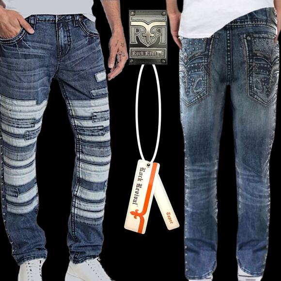 Rock Revival Lampson TA202 Taper Jeans Size 42"waist 32"Inseam TJ2261TA202